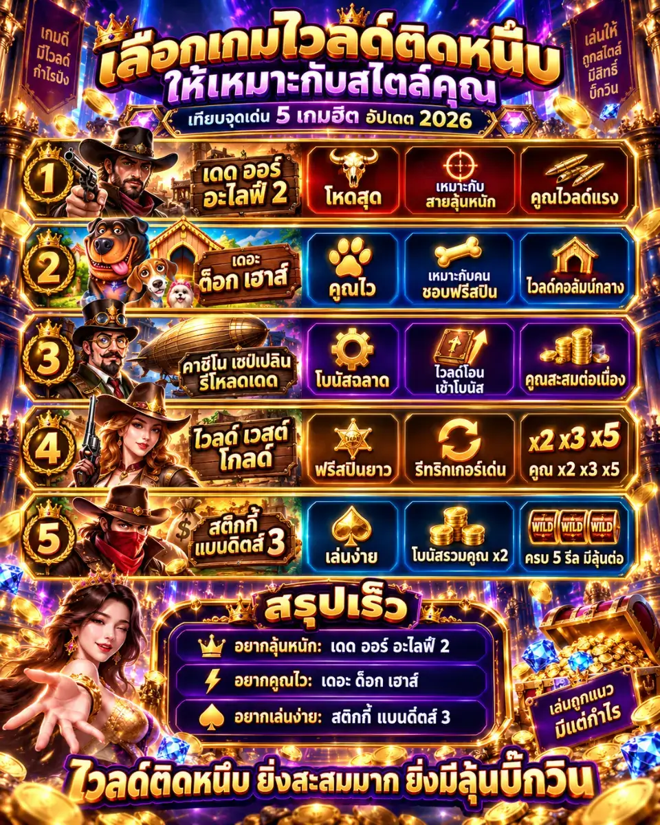 5 เกมสล็อตยอดฮิต 2026
