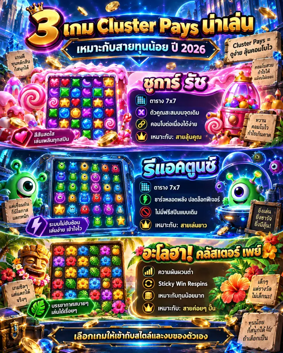รวมเกมสล็อต Cluster Pays น่าเล่น